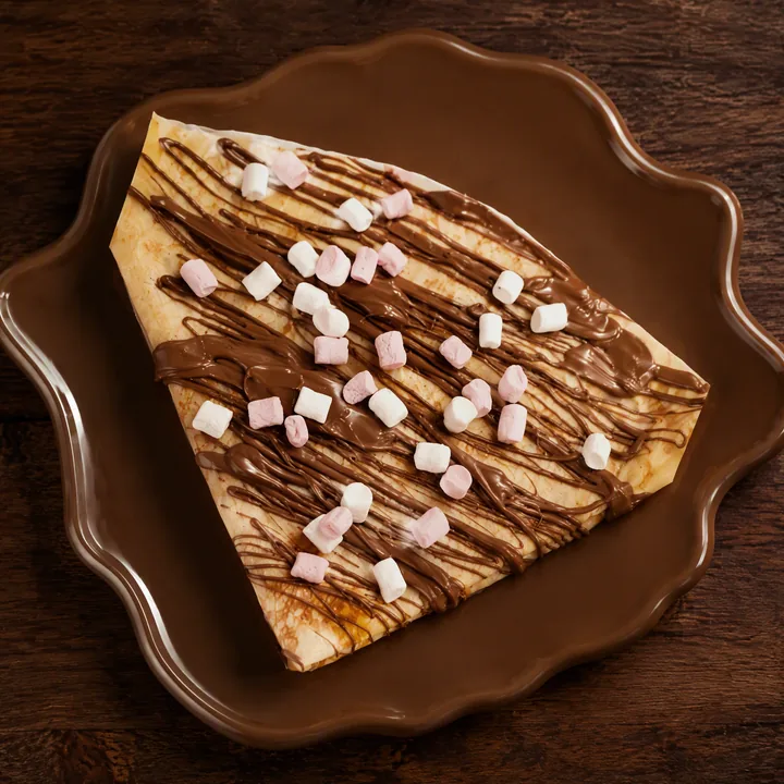 Crêpe au chocolat au lait Jivara et mini chamallows, la spéciale Kelsy